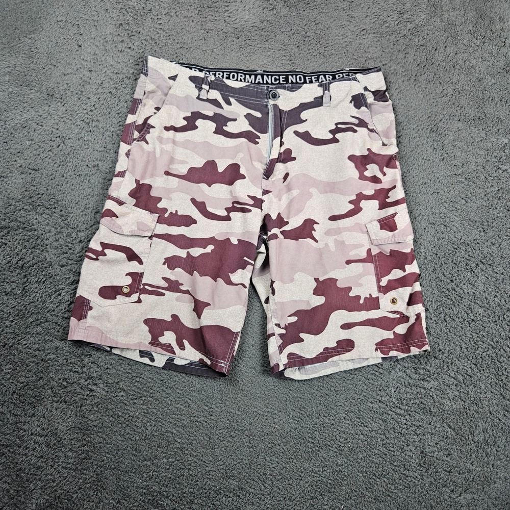 NO FEAR Mens‎ Board Shorts Camouflage Print Size 36 Performance Pockets Outdoor